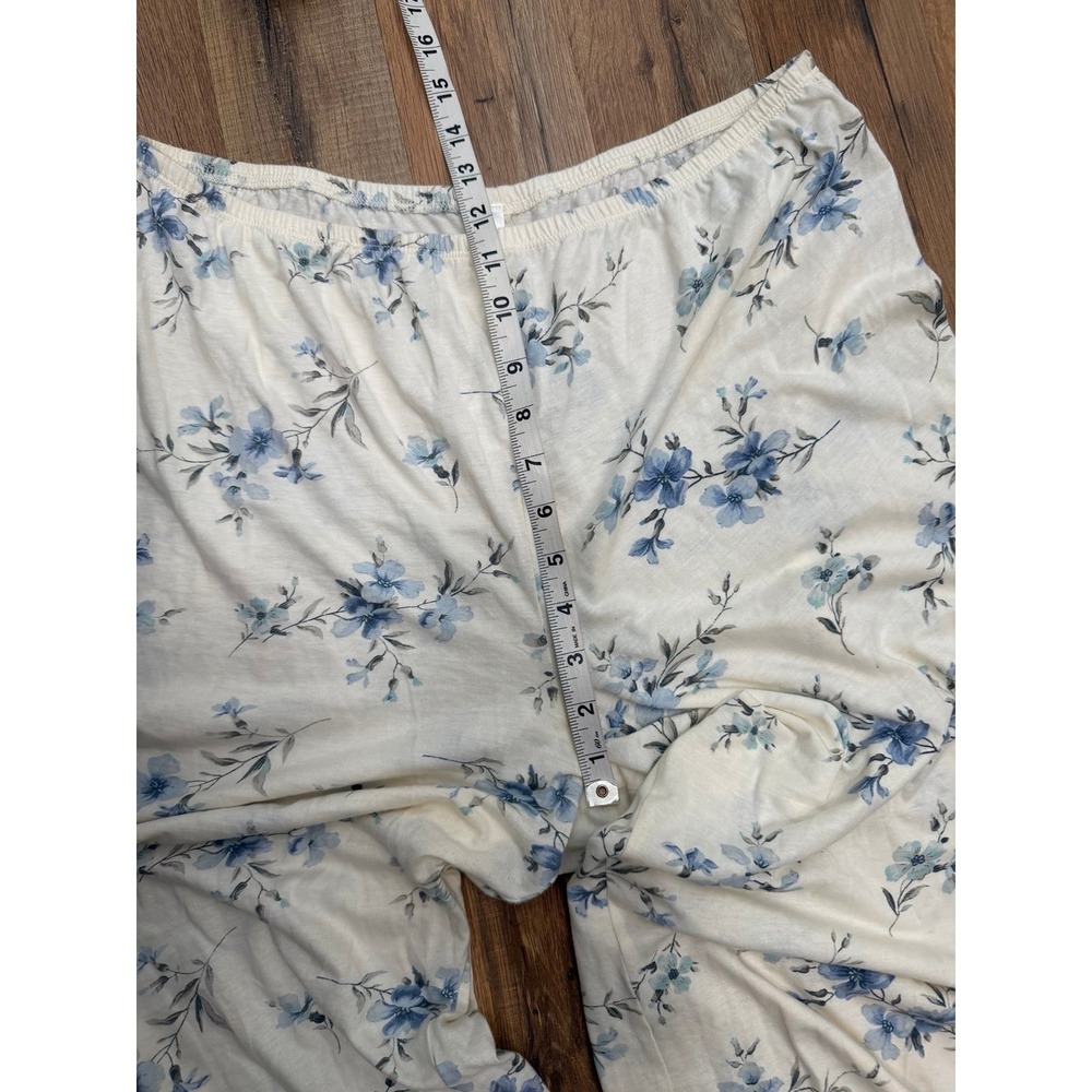 Lauren Ralph Lauren Floral Pajama Set Cotton Blue Ivory Women's L - Picture 11 of 11